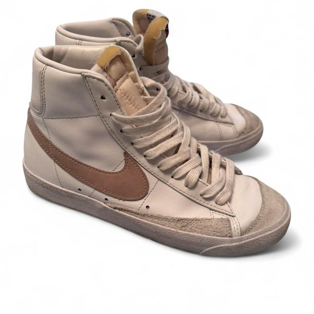 Nike Blazer Mid '77 Vintage White Pink Leather Sneakers Women Size 7.5